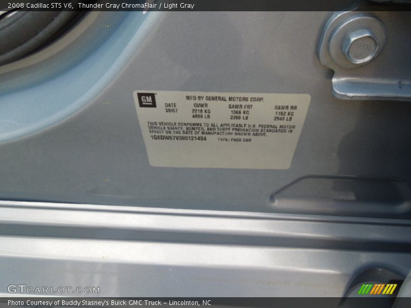 Thunder Gray ChromaFlair / Light Gray 2008 Cadillac STS V6
