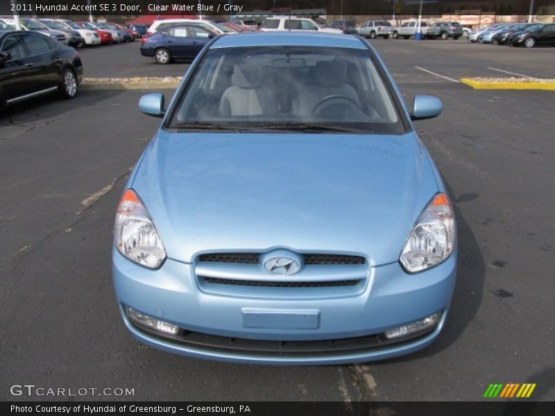 Clear Water Blue / Gray 2011 Hyundai Accent SE 3 Door