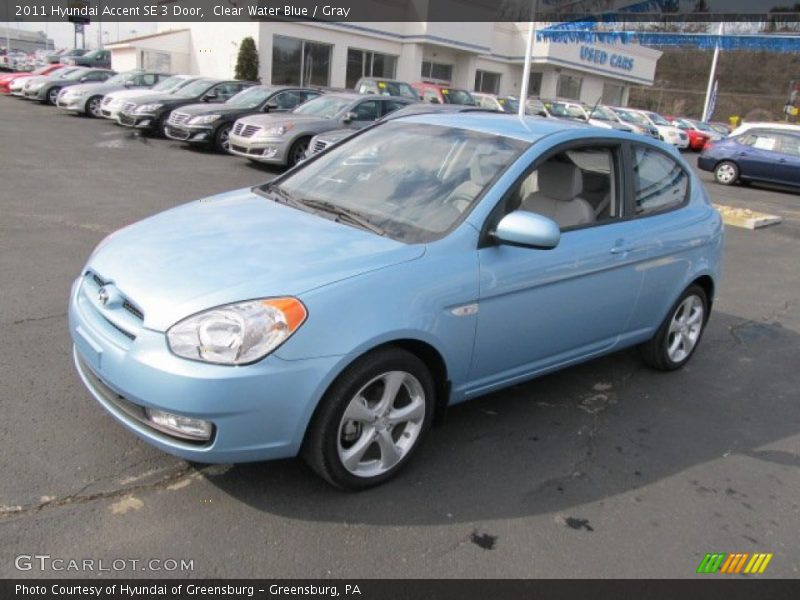 Clear Water Blue / Gray 2011 Hyundai Accent SE 3 Door