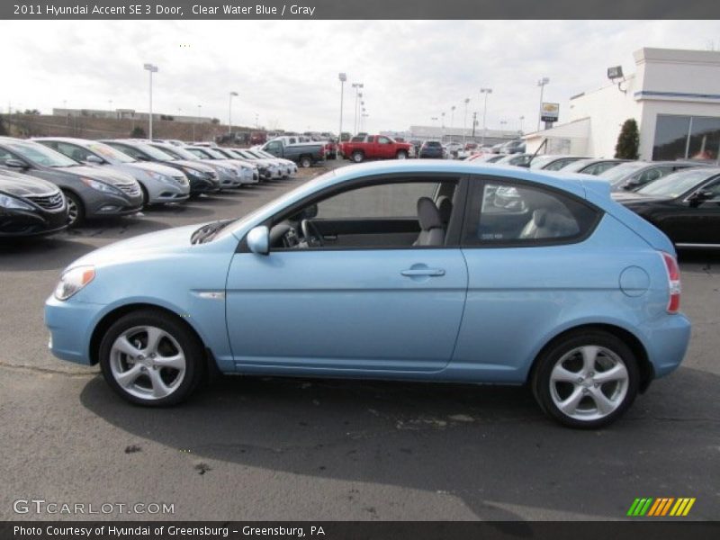 Clear Water Blue / Gray 2011 Hyundai Accent SE 3 Door