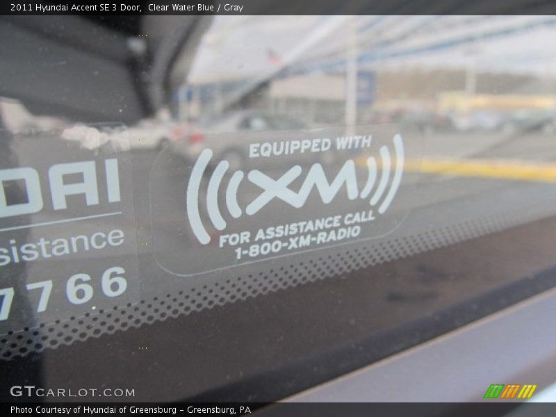 Clear Water Blue / Gray 2011 Hyundai Accent SE 3 Door