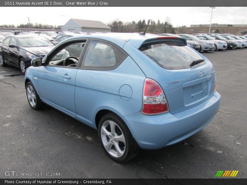 Clear Water Blue / Gray 2011 Hyundai Accent SE 3 Door