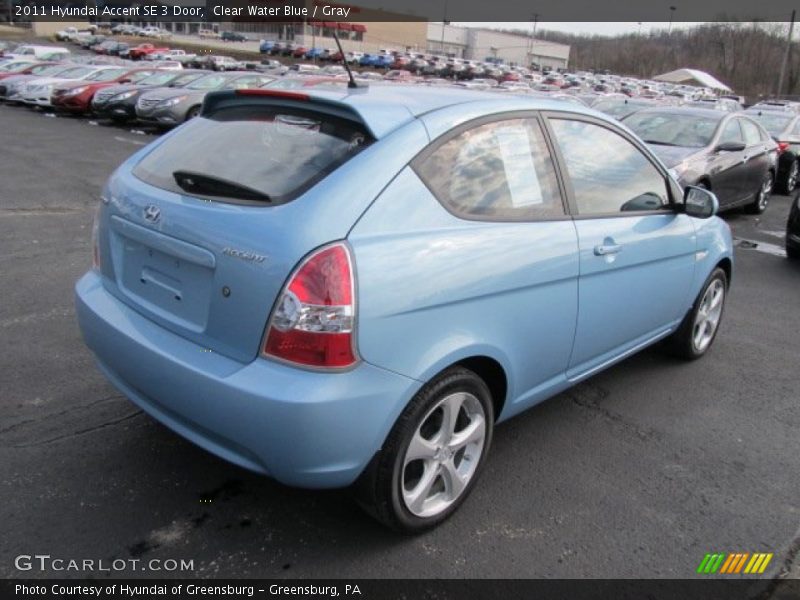 Clear Water Blue / Gray 2011 Hyundai Accent SE 3 Door