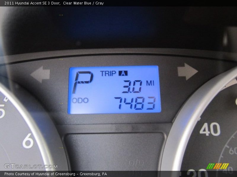 Clear Water Blue / Gray 2011 Hyundai Accent SE 3 Door