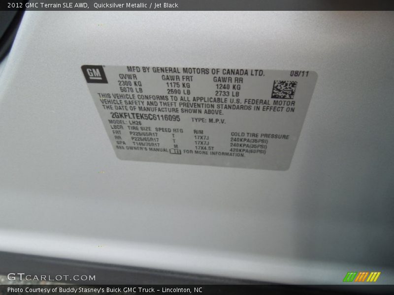 Quicksilver Metallic / Jet Black 2012 GMC Terrain SLE AWD