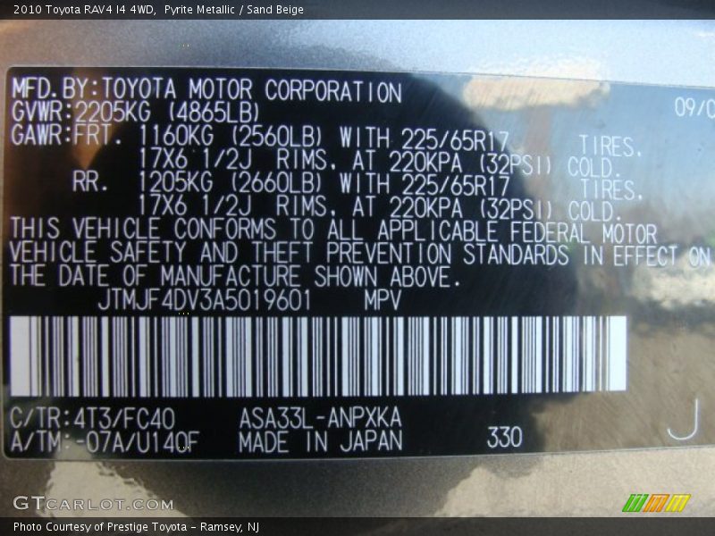 Pyrite Metallic / Sand Beige 2010 Toyota RAV4 I4 4WD