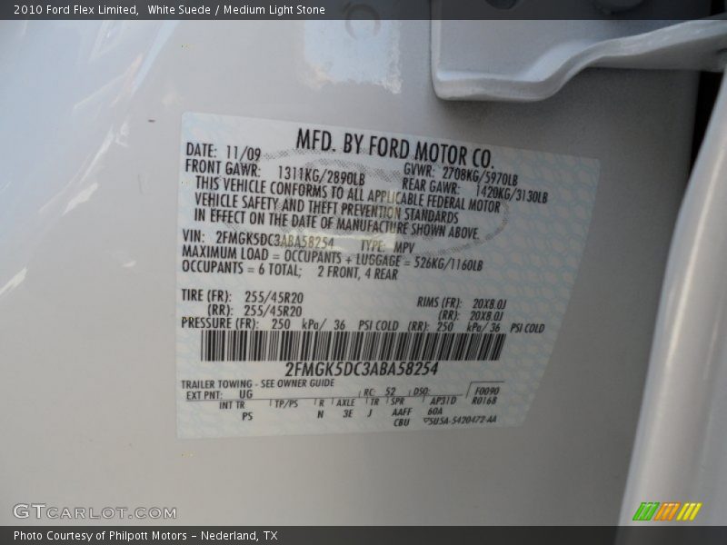 White Suede / Medium Light Stone 2010 Ford Flex Limited