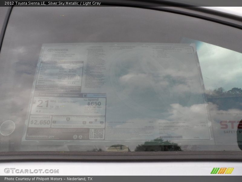 Silver Sky Metallic / Light Gray 2012 Toyota Sienna LE