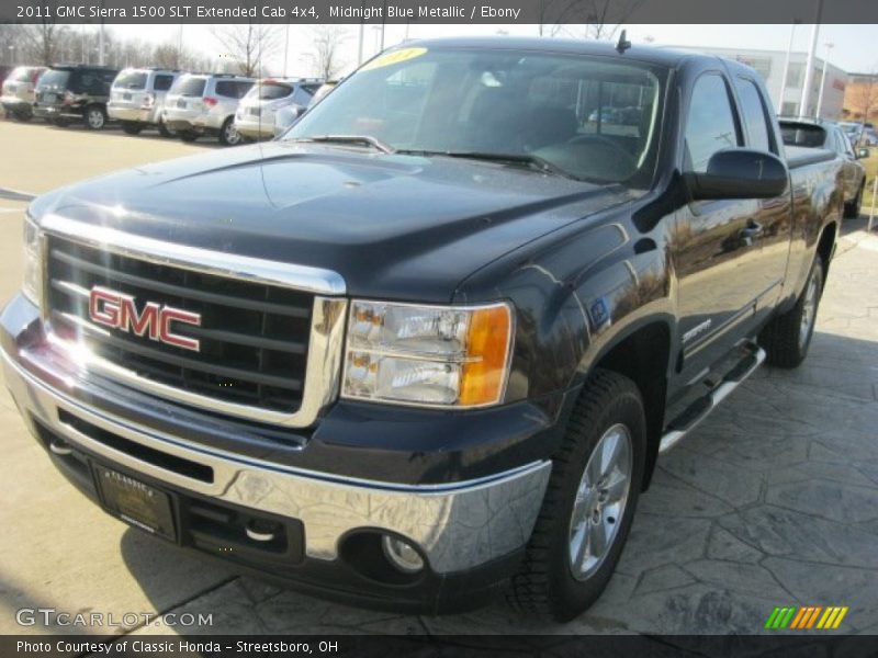 Midnight Blue Metallic / Ebony 2011 GMC Sierra 1500 SLT Extended Cab 4x4