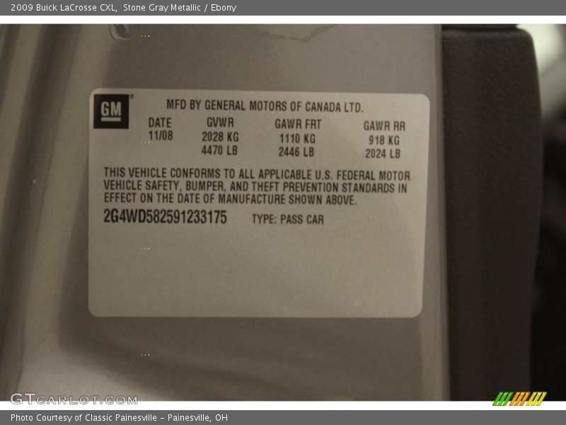 Stone Gray Metallic / Ebony 2009 Buick LaCrosse CXL