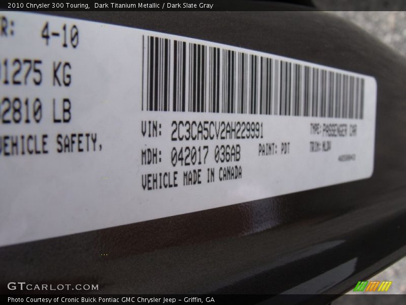 Dark Titanium Metallic / Dark Slate Gray 2010 Chrysler 300 Touring