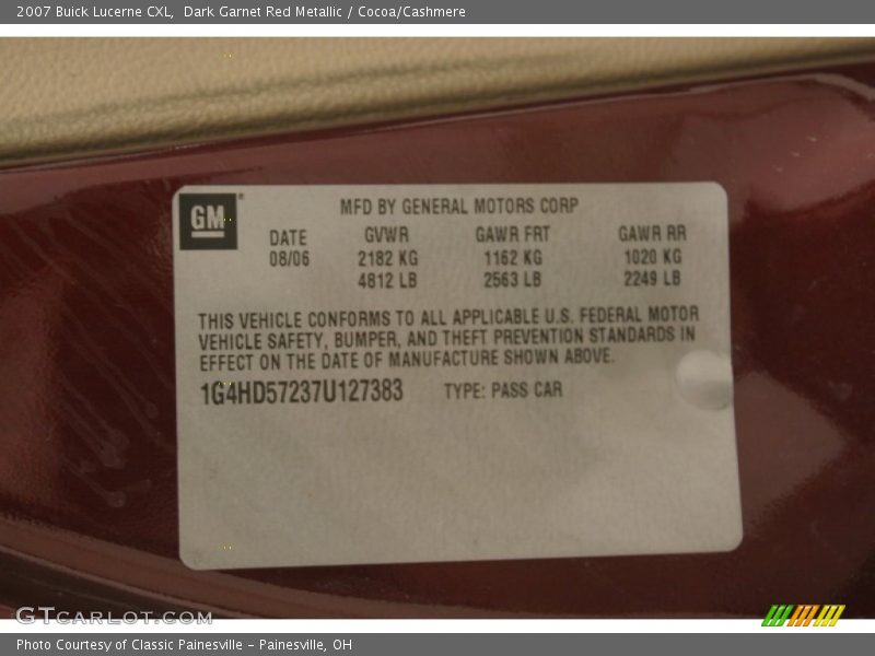 Dark Garnet Red Metallic / Cocoa/Cashmere 2007 Buick Lucerne CXL