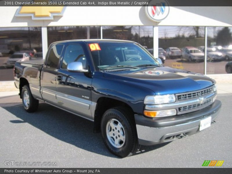 Indigo Blue Metallic / Graphite 2001 Chevrolet Silverado 1500 LS Extended Cab 4x4