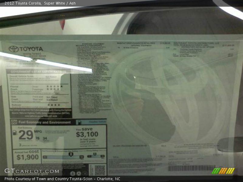 Super White / Ash 2012 Toyota Corolla