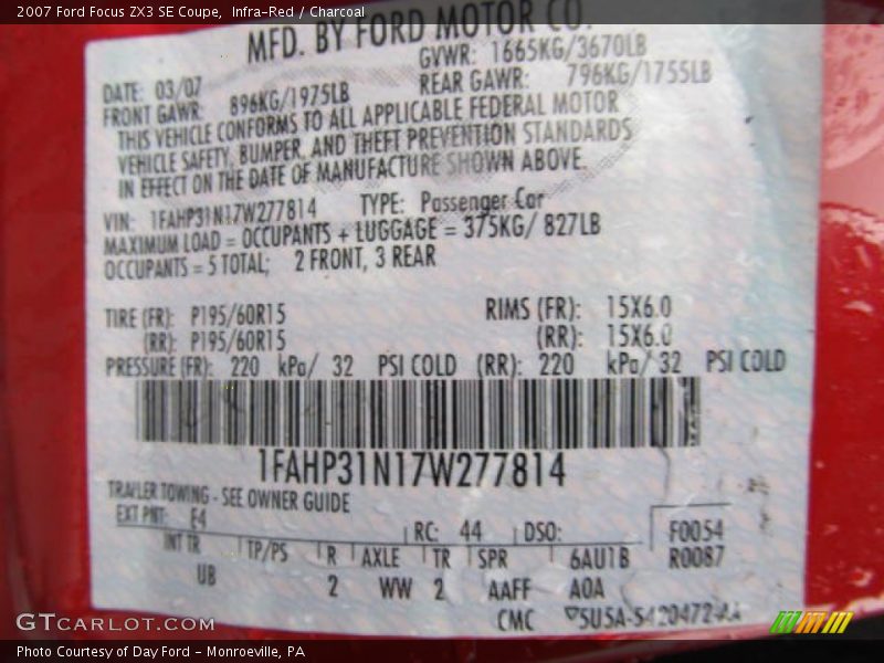 2007 Focus ZX3 SE Coupe Infra-Red Color Code E4