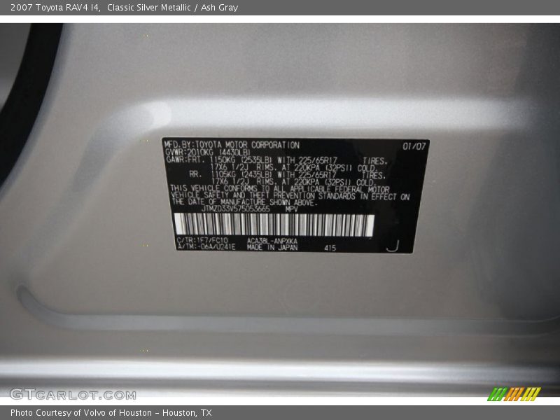 Classic Silver Metallic / Ash Gray 2007 Toyota RAV4 I4