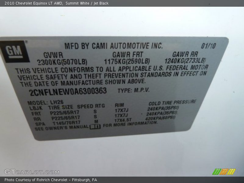 Summit White / Jet Black 2010 Chevrolet Equinox LT AWD