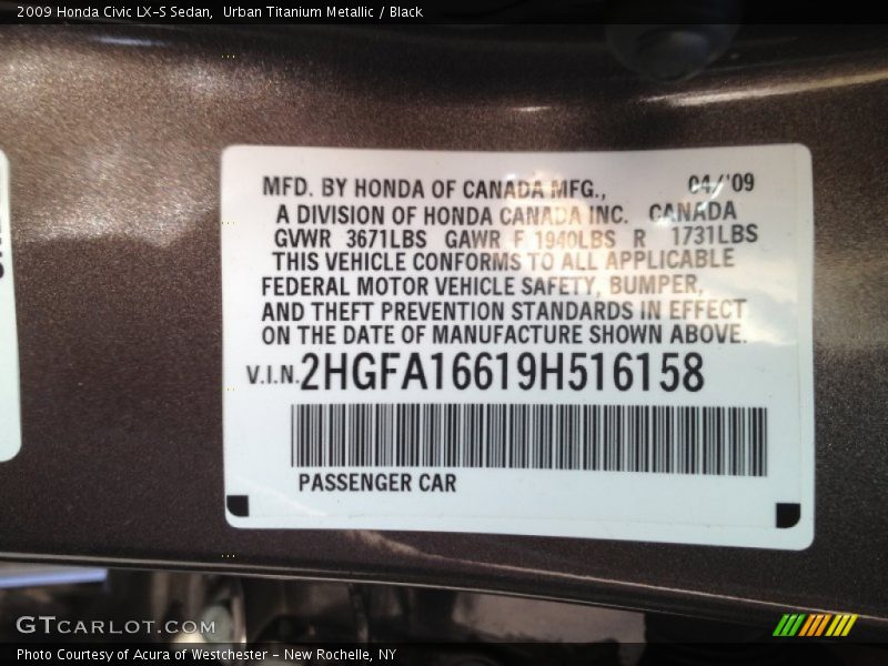 Urban Titanium Metallic / Black 2009 Honda Civic LX-S Sedan