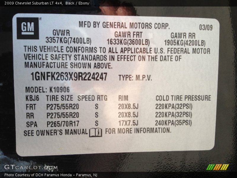 Black / Ebony 2009 Chevrolet Suburban LT 4x4