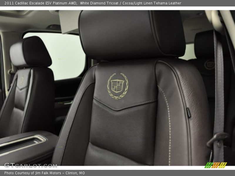 White Diamond Tricoat / Cocoa/Light Linen Tehama Leather 2011 Cadillac Escalade ESV Platinum AWD