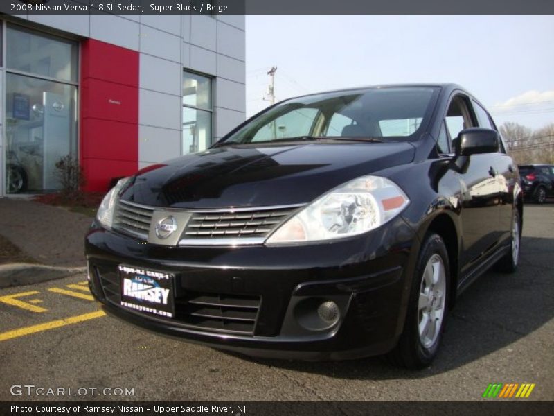 Super Black / Beige 2008 Nissan Versa 1.8 SL Sedan