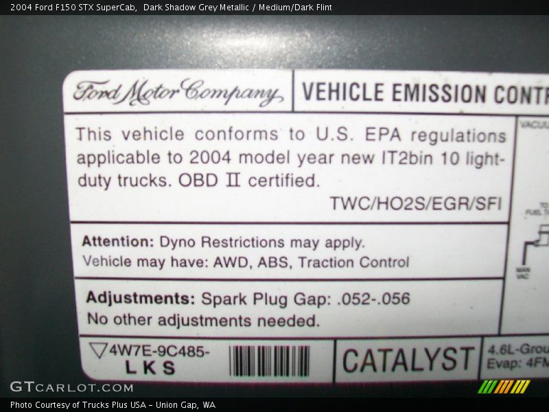 Info Tag of 2004 F150 STX SuperCab