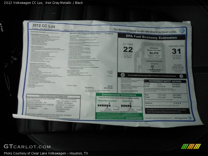  2012 CC Lux Window Sticker