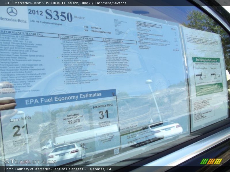 Black / Cashmere/Savanna 2012 Mercedes-Benz S 350 BlueTEC 4Matic