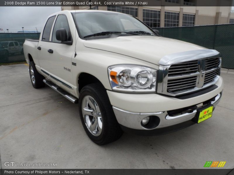 Cool Vanilla White / Khaki 2008 Dodge Ram 1500 Lone Star Edition Quad Cab 4x4