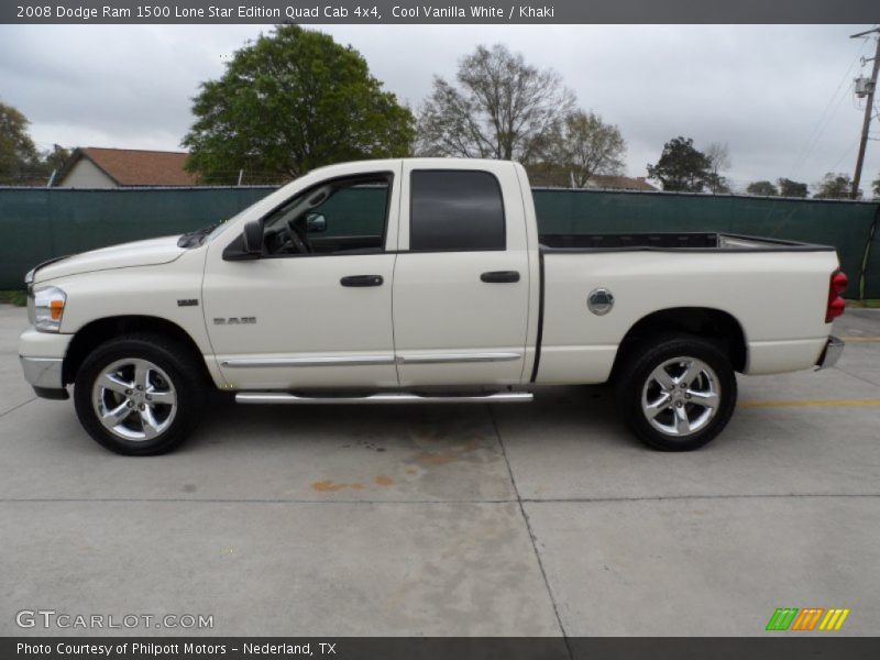 Cool Vanilla White / Khaki 2008 Dodge Ram 1500 Lone Star Edition Quad Cab 4x4