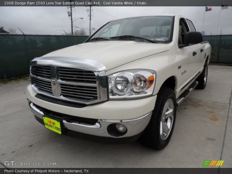 Cool Vanilla White / Khaki 2008 Dodge Ram 1500 Lone Star Edition Quad Cab 4x4