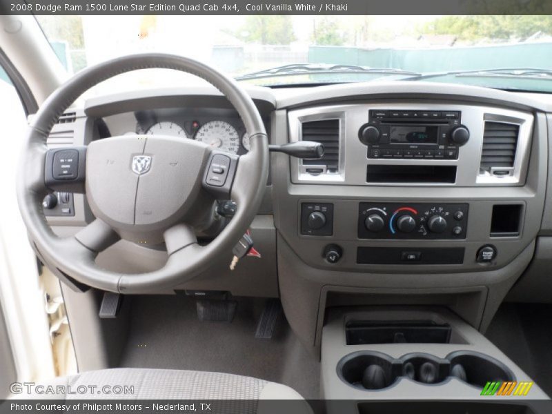 Cool Vanilla White / Khaki 2008 Dodge Ram 1500 Lone Star Edition Quad Cab 4x4