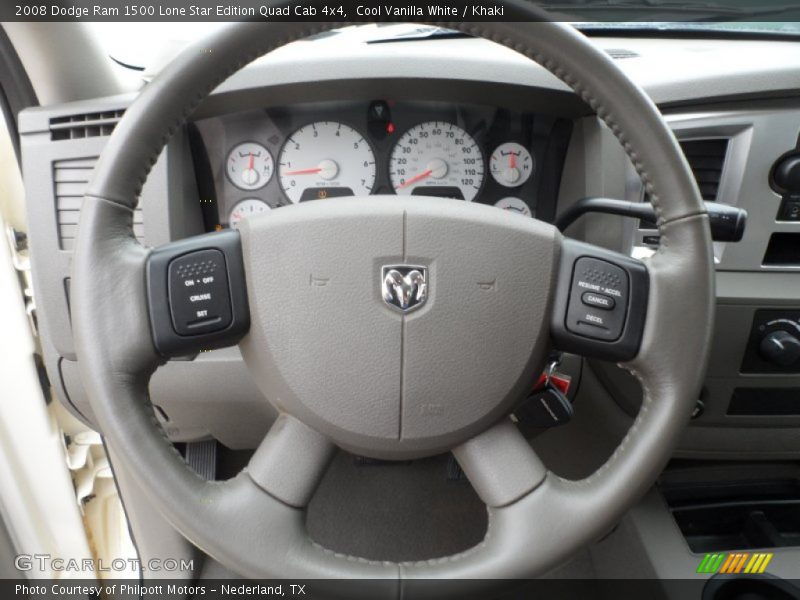 Cool Vanilla White / Khaki 2008 Dodge Ram 1500 Lone Star Edition Quad Cab 4x4