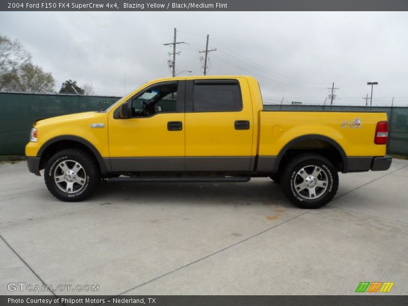 Blazing Yellow / Black/Medium Flint 2004 Ford F150 FX4 SuperCrew 4x4