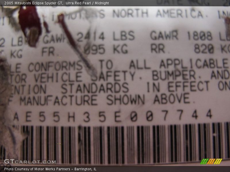 Ultra Red Pearl / Midnight 2005 Mitsubishi Eclipse Spyder GT