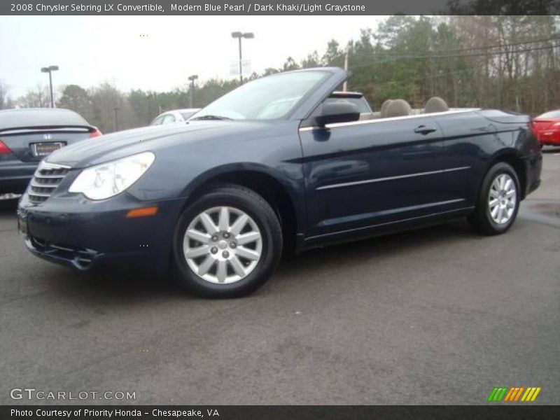 Modern Blue Pearl / Dark Khaki/Light Graystone 2008 Chrysler Sebring LX Convertible