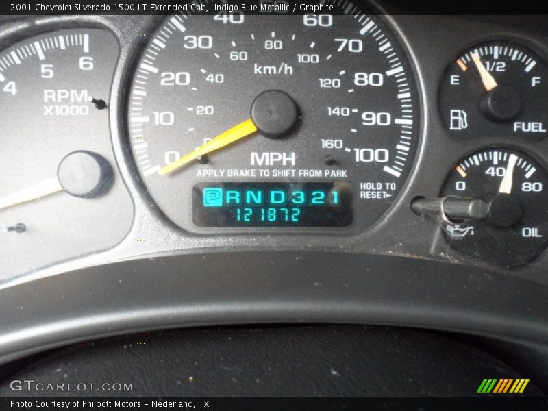Indigo Blue Metallic / Graphite 2001 Chevrolet Silverado 1500 LT Extended Cab