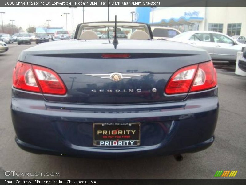 Modern Blue Pearl / Dark Khaki/Light Graystone 2008 Chrysler Sebring LX Convertible
