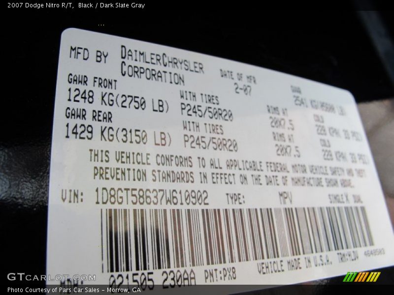 Black / Dark Slate Gray 2007 Dodge Nitro R/T