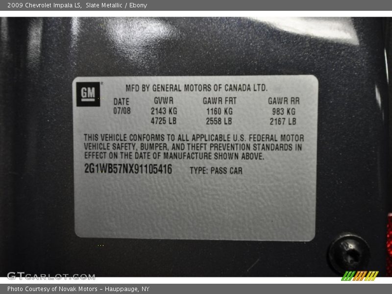 Slate Metallic / Ebony 2009 Chevrolet Impala LS