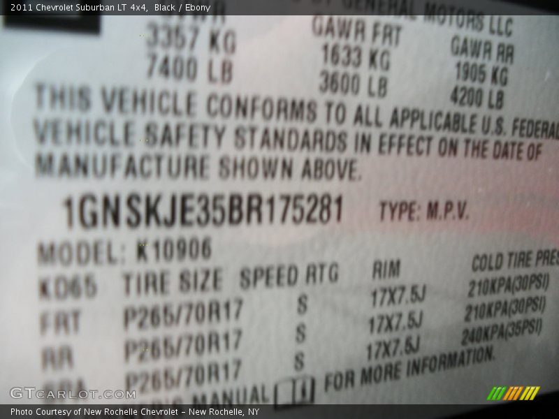Black / Ebony 2011 Chevrolet Suburban LT 4x4