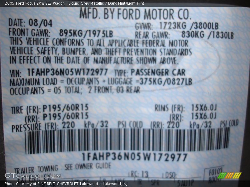 Liquid Grey Metallic / Dark Flint/Light Flint 2005 Ford Focus ZXW SES Wagon