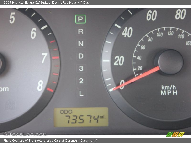 Electric Red Metallic / Gray 2005 Hyundai Elantra GLS Sedan