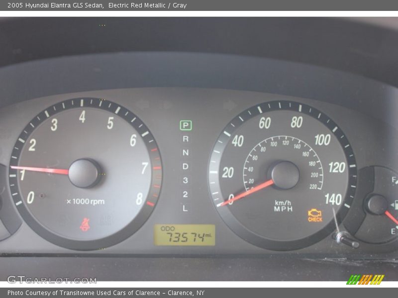 Electric Red Metallic / Gray 2005 Hyundai Elantra GLS Sedan