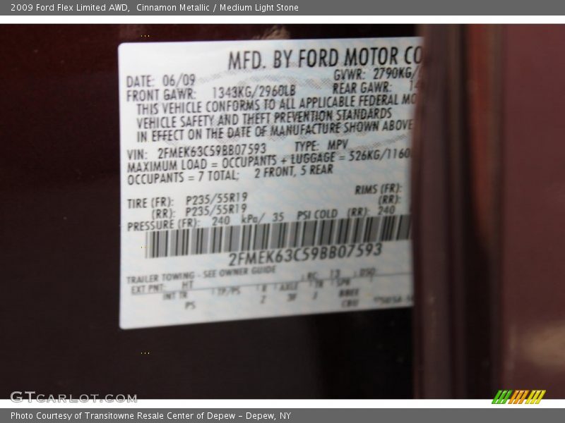 2009 Flex Limited AWD Cinnamon Metallic Color Code HT