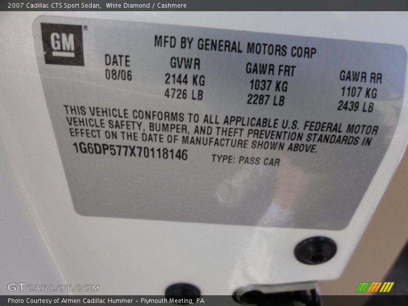 White Diamond / Cashmere 2007 Cadillac CTS Sport Sedan