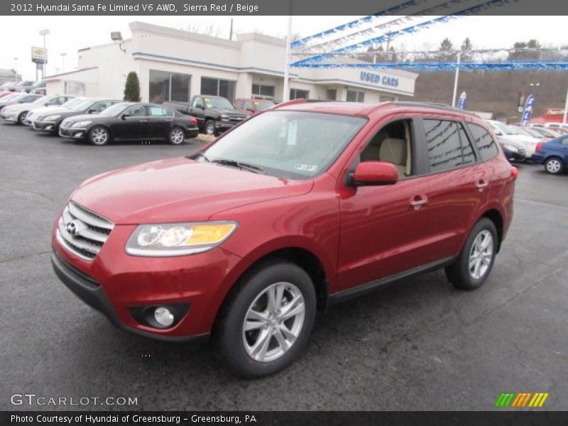 Sierra Red / Beige 2012 Hyundai Santa Fe Limited V6 AWD