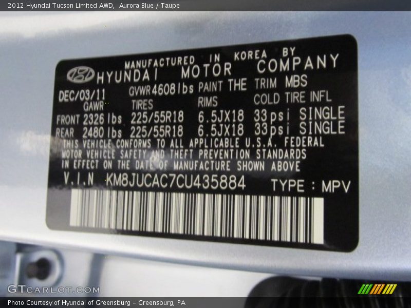THE - 2012 Hyundai Tucson Limited AWD