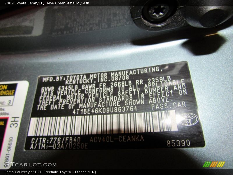 Aloe Green Metallic / Ash 2009 Toyota Camry LE