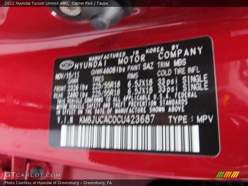 MBS - 2012 Hyundai Tucson Limited AWD